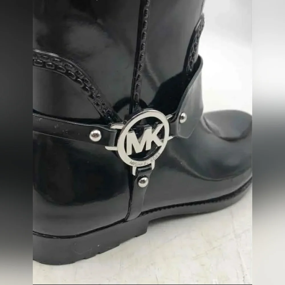 Michael Kors MK Designer Womens Black Round Toe Pull-On Rain Boots Size 7 - Picture 3 of 5